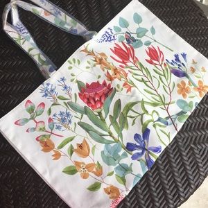 New！Flower painted canvas shoulder bag